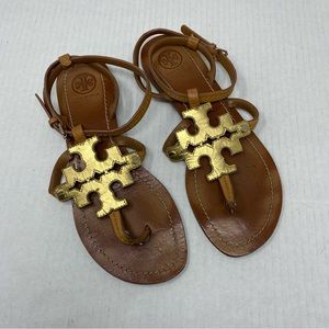 Tory Burch Flat Gold Ankle Sandal 6.5